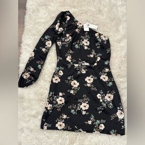 one shoulder floral dress